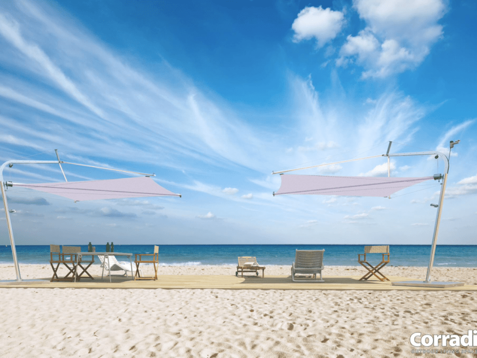 Esempio di vela ombreggiante per esterni: si può richiedere anche su misura