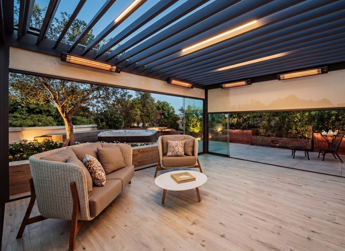 come riscaldare una pergola bioclimatica
