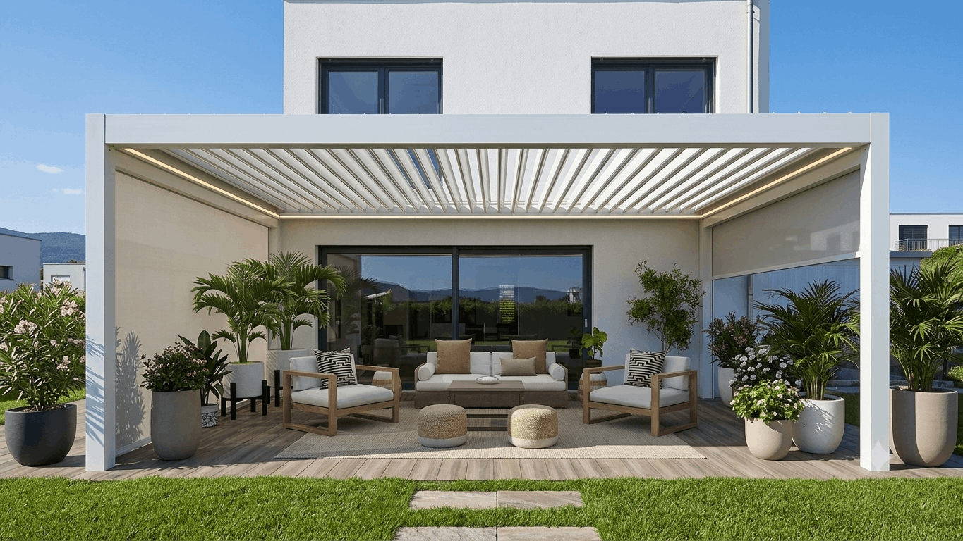 pergola bioclimatica addossata