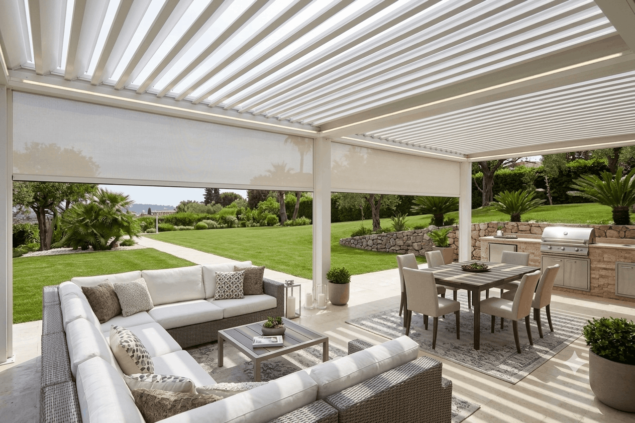 come arredare una pergola bioclimatica